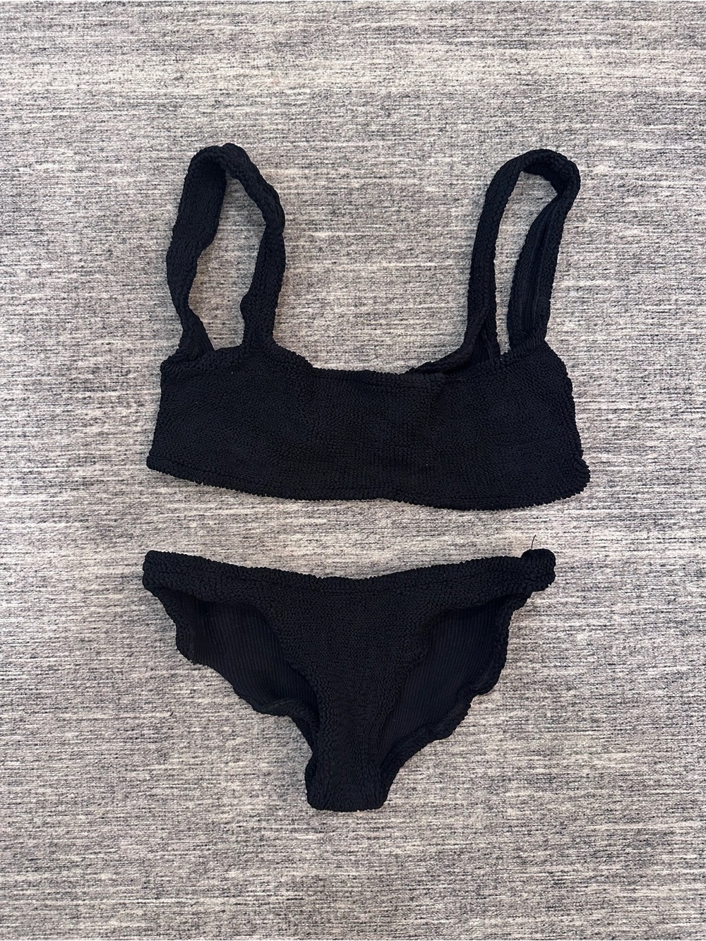 Hunza G Black Textured Two-Piece Bikini